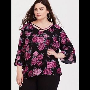 Torrid Floral Bell Sleeve Blouse